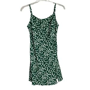 Princess Polly XX green white lily pad floral print sleeveless mini dress US 2